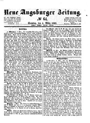 Neue Augsburger Zeitung Sonntag 4. März 1860