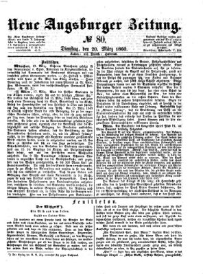 Neue Augsburger Zeitung Dienstag 20. März 1860