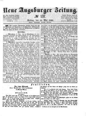 Neue Augsburger Zeitung Freitag 18. Mai 1860