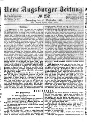 Neue Augsburger Zeitung Donnerstag 13. September 1860