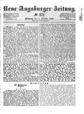 Neue Augsburger Zeitung Mittwoch 3. Oktober 1860