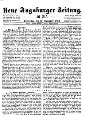 Neue Augsburger Zeitung Donnerstag 15. November 1860