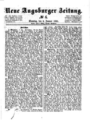 Neue Augsburger Zeitung Sonntag 6. Januar 1861