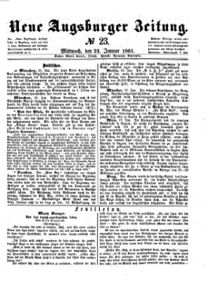 Neue Augsburger Zeitung Mittwoch 23. Januar 1861