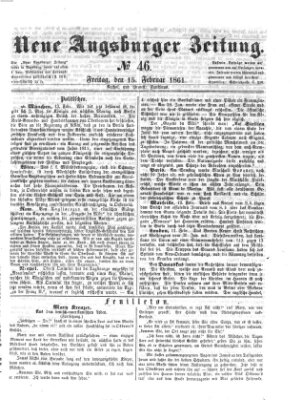 Neue Augsburger Zeitung Freitag 15. Februar 1861