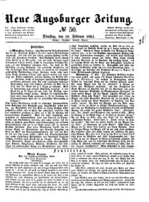 Neue Augsburger Zeitung Dienstag 19. Februar 1861