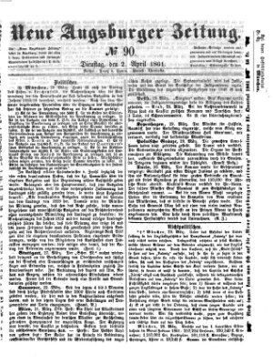 Neue Augsburger Zeitung Dienstag 2. April 1861