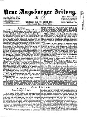 Neue Augsburger Zeitung Mittwoch 17. April 1861