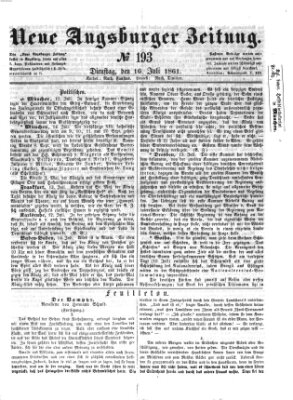 Neue Augsburger Zeitung Dienstag 16. Juli 1861