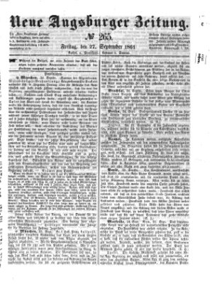 Neue Augsburger Zeitung Freitag 27. September 1861