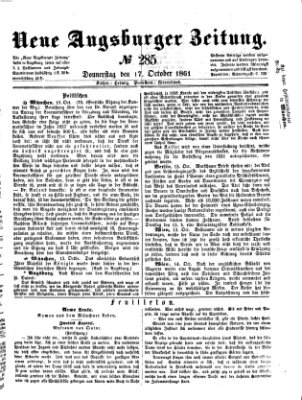 Neue Augsburger Zeitung Donnerstag 17. Oktober 1861
