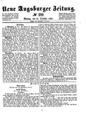 Neue Augsburger Zeitung Montag 21. Oktober 1861