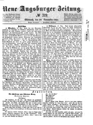 Neue Augsburger Zeitung Mittwoch 20. November 1861