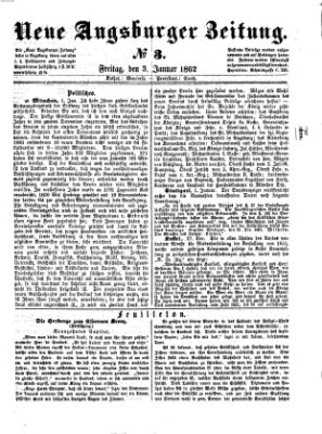 Neue Augsburger Zeitung Freitag 3. Januar 1862