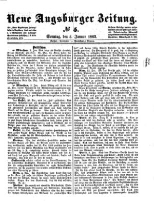 Neue Augsburger Zeitung Sonntag 5. Januar 1862