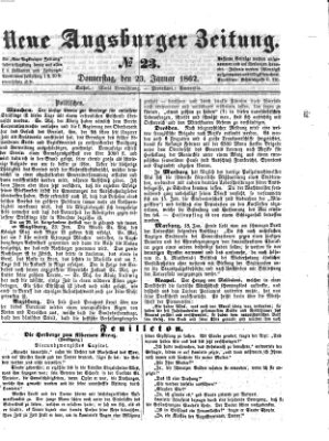 Neue Augsburger Zeitung Donnerstag 23. Januar 1862