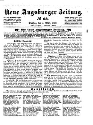Neue Augsburger Zeitung Dienstag 4. März 1862