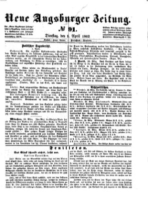 Neue Augsburger Zeitung Dienstag 1. April 1862