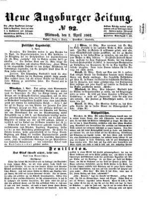 Neue Augsburger Zeitung Mittwoch 2. April 1862