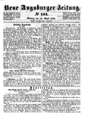 Neue Augsburger Zeitung Montag 14. April 1862