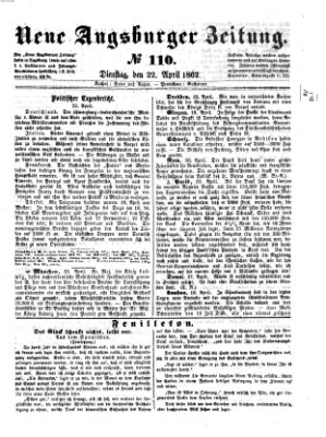 Neue Augsburger Zeitung Dienstag 22. April 1862