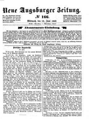Neue Augsburger Zeitung Mittwoch 18. Juni 1862