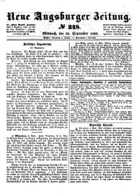 Neue Augsburger Zeitung Mittwoch 10. September 1862