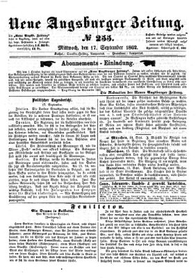 Neue Augsburger Zeitung Mittwoch 17. September 1862