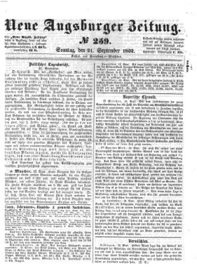Neue Augsburger Zeitung Sonntag 21. September 1862