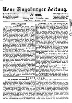 Neue Augsburger Zeitung Montag 1. Dezember 1862