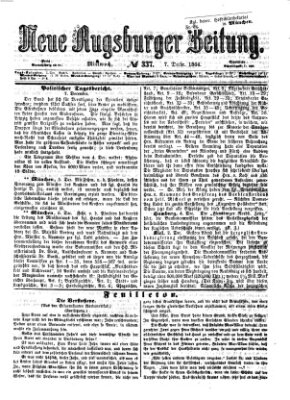 Neue Augsburger Zeitung Mittwoch 7. Dezember 1864