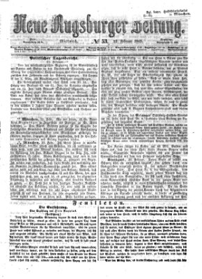 Neue Augsburger Zeitung Mittwoch 22. Februar 1865