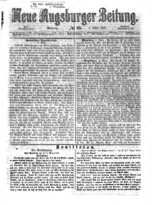 Neue Augsburger Zeitung Montag 6. März 1865