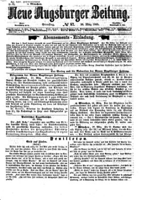 Neue Augsburger Zeitung Dienstag 28. März 1865