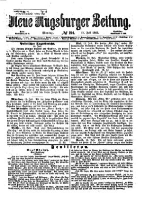 Neue Augsburger Zeitung Montag 17. Juli 1865