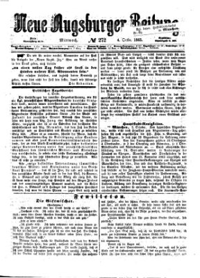 Neue Augsburger Zeitung Mittwoch 4. Oktober 1865