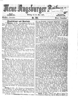Neue Augsburger Zeitung Montag 20. Mai 1867