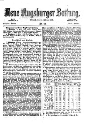 Neue Augsburger Zeitung Mittwoch 12. Februar 1868
