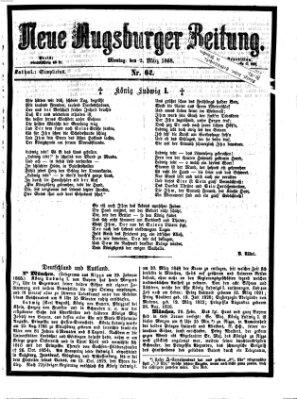 Neue Augsburger Zeitung Montag 2. März 1868