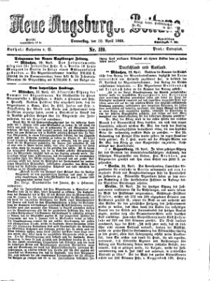 Neue Augsburger Zeitung Donnerstag 30. April 1868