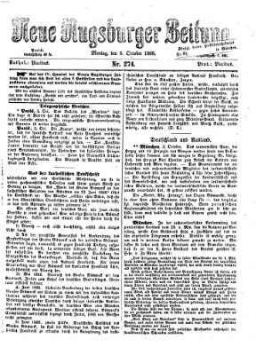 Neue Augsburger Zeitung Montag 5. Oktober 1868