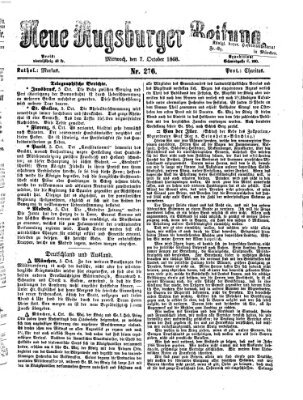 Neue Augsburger Zeitung Mittwoch 7. Oktober 1868