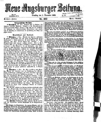Neue Augsburger Zeitung Dienstag 3. November 1868
