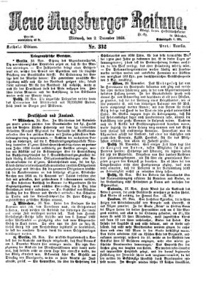 Neue Augsburger Zeitung Mittwoch 2. Dezember 1868
