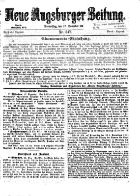 Neue Augsburger Zeitung Donnerstag 17. Dezember 1868