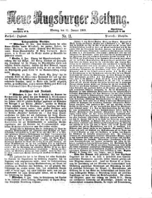 Neue Augsburger Zeitung Montag 11. Januar 1869