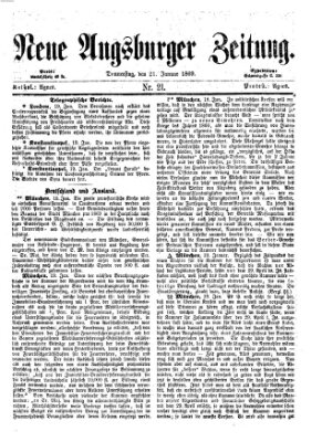 Neue Augsburger Zeitung Donnerstag 21. Januar 1869