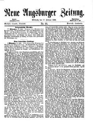 Neue Augsburger Zeitung Mittwoch 17. Februar 1869