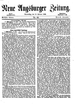 Neue Augsburger Zeitung Donnerstag 18. Februar 1869
