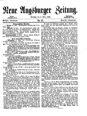 Neue Augsburger Zeitung Dienstag 2. März 1869